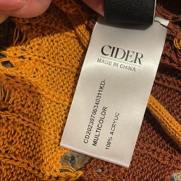 Cider Knit V-Neck Striped Knotted Crochet Boho Flare Sleeve Cardigan Sweater XL - Picture 14 of 15